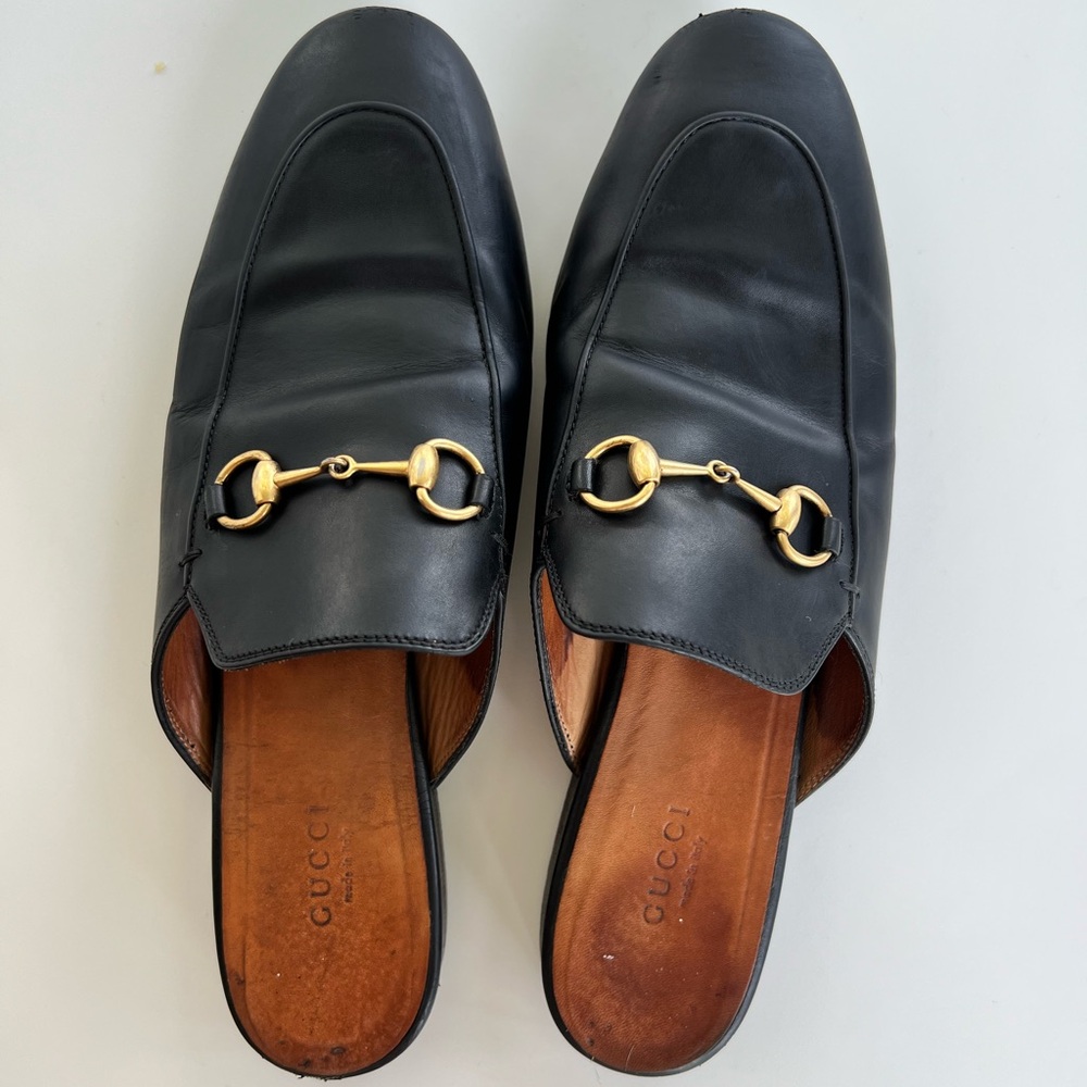 Gucci Women’s Princetown Slipper | Black Leather Horsebit Mule | Size 39 EU 9 US
